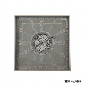 Square Metal Gear Wall Clocks